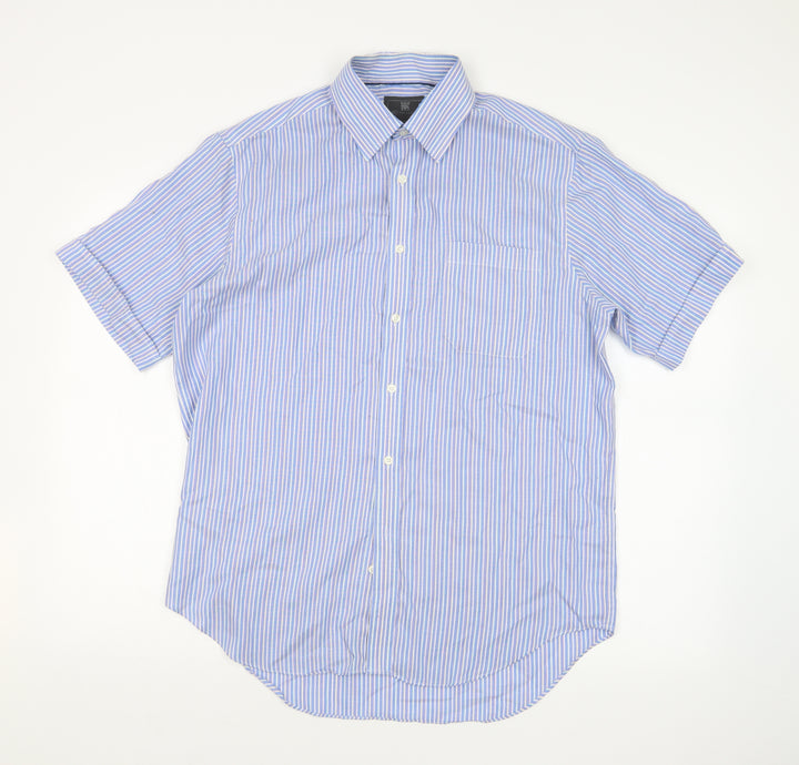 M&S Mens Blue Striped Dress Shirt