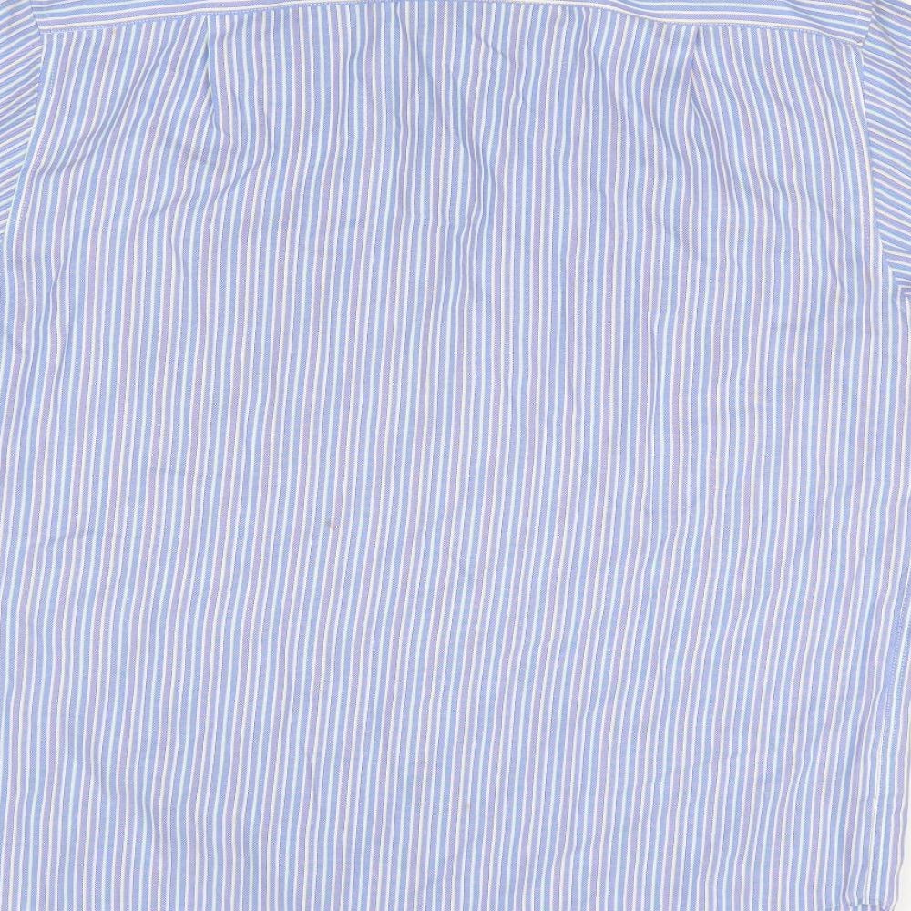 M&S Mens Blue Striped   Dress Shirt