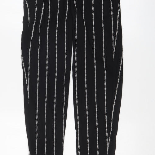 H&M Womens Black Striped  Trousers  Size 4 L28 in