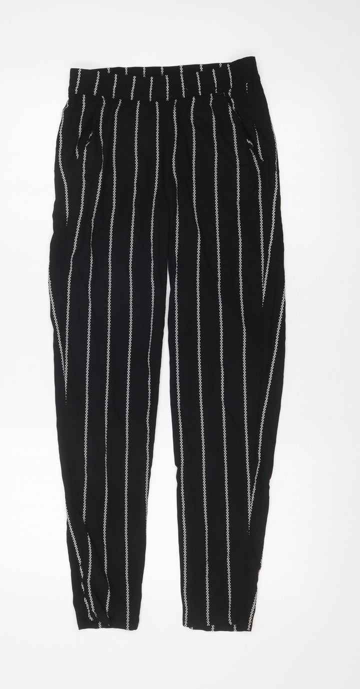 H&M Womens Black Striped Trousers Size 4 L28 in