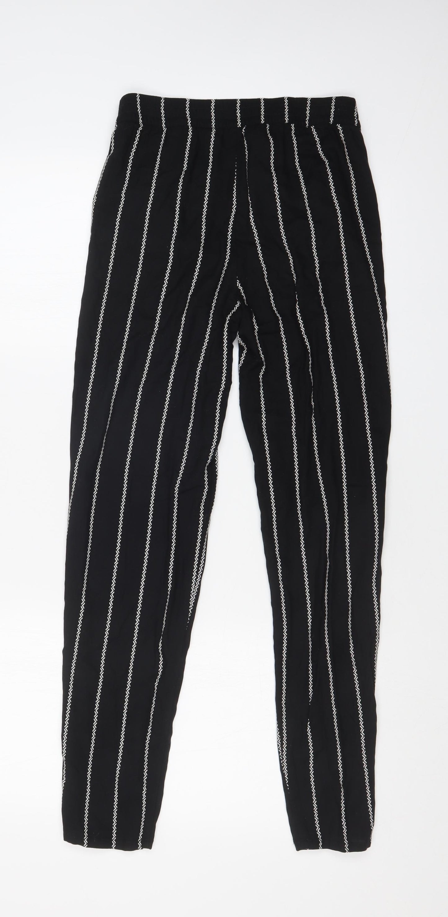 H&M Womens Black Striped  Trousers  Size 4 L28 in