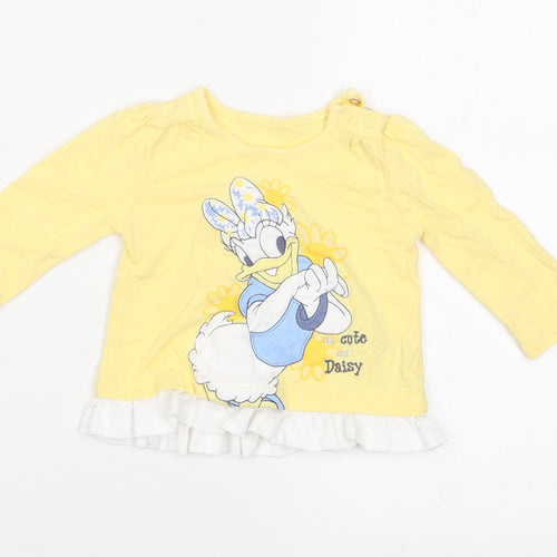 MORRISONS Girls Yellow   Basic T-Shirt Size 3-6 Months
