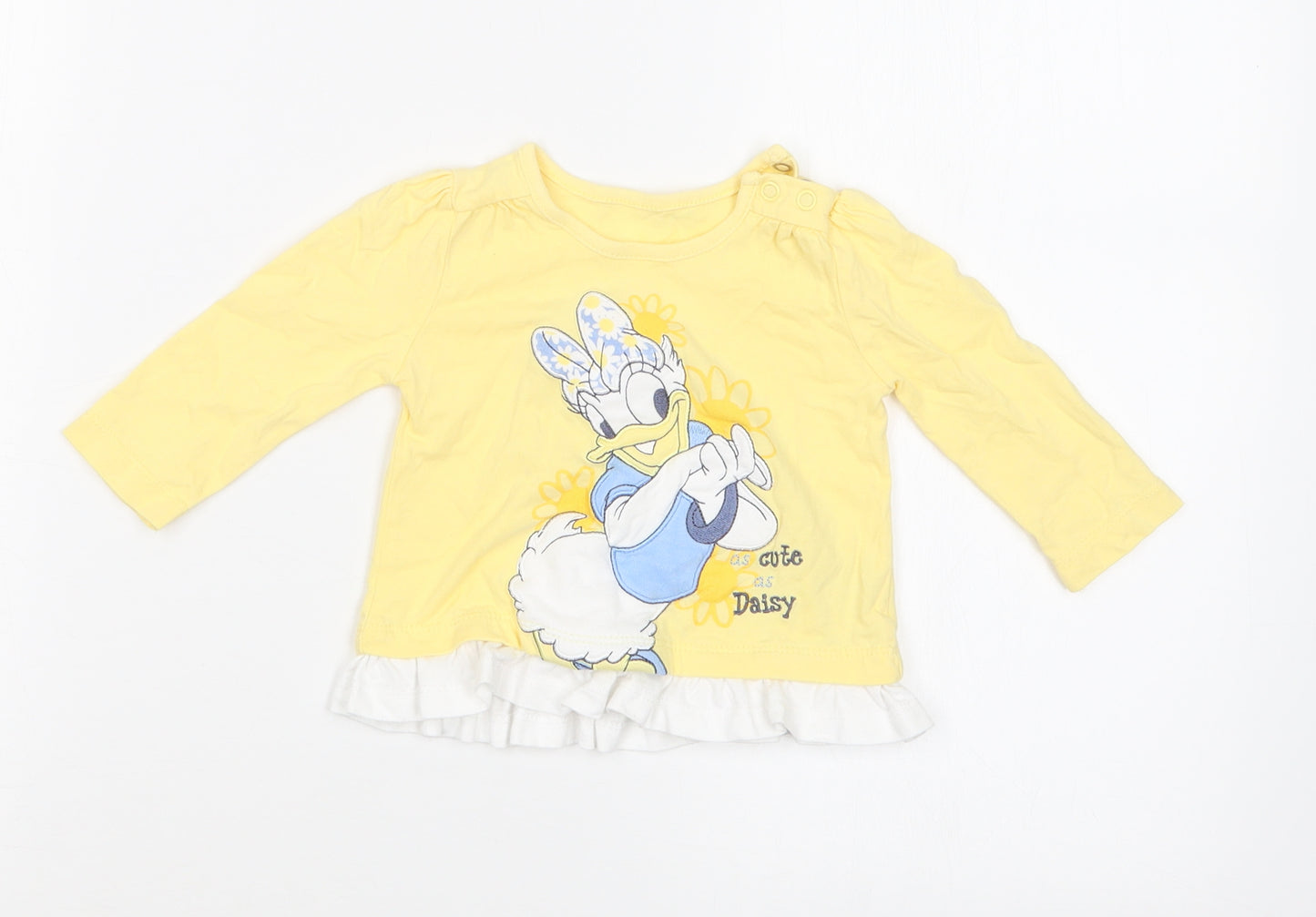 MORRISONS Girls Yellow   Basic T-Shirt Size 3-6 Months