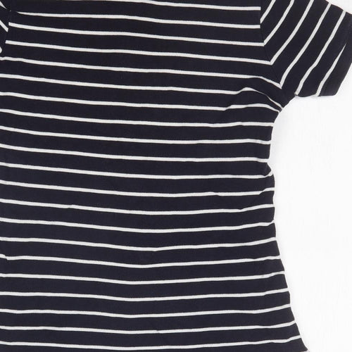 H&M Womens Blue Striped  Basic Polo Size S