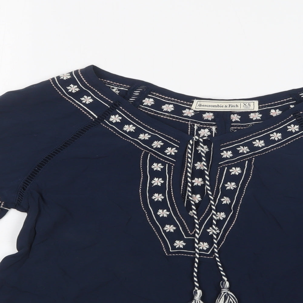 Abercrombie & Fitch Womens Blue Floral  Basic T-Shirt Size XS