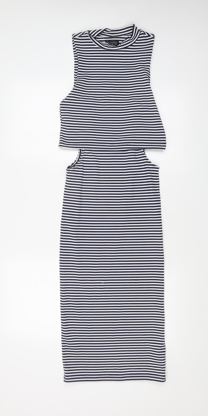 Topshop Womens Multicoloured Striped Bodycon Size 8