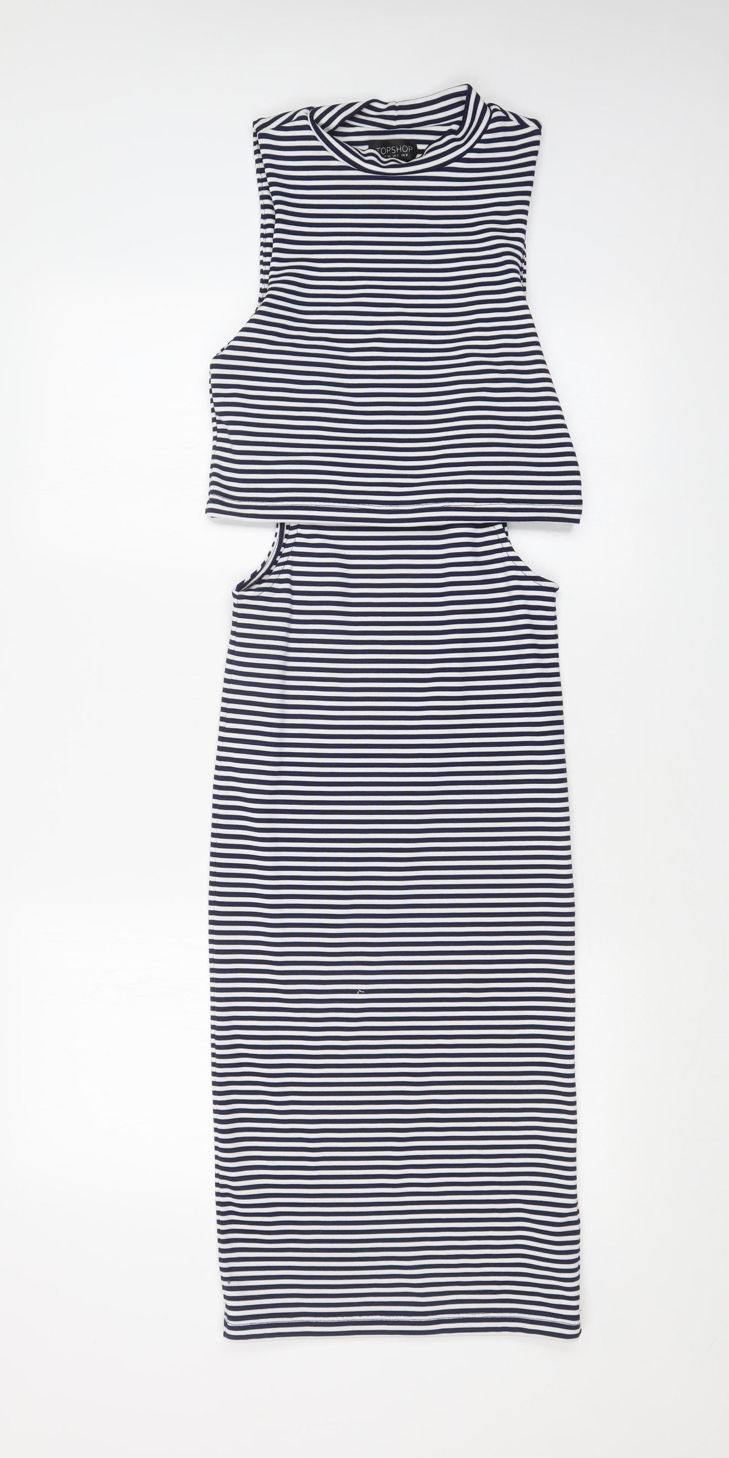 Topshop Womens Multicoloured Striped  Bodycon  Size 8