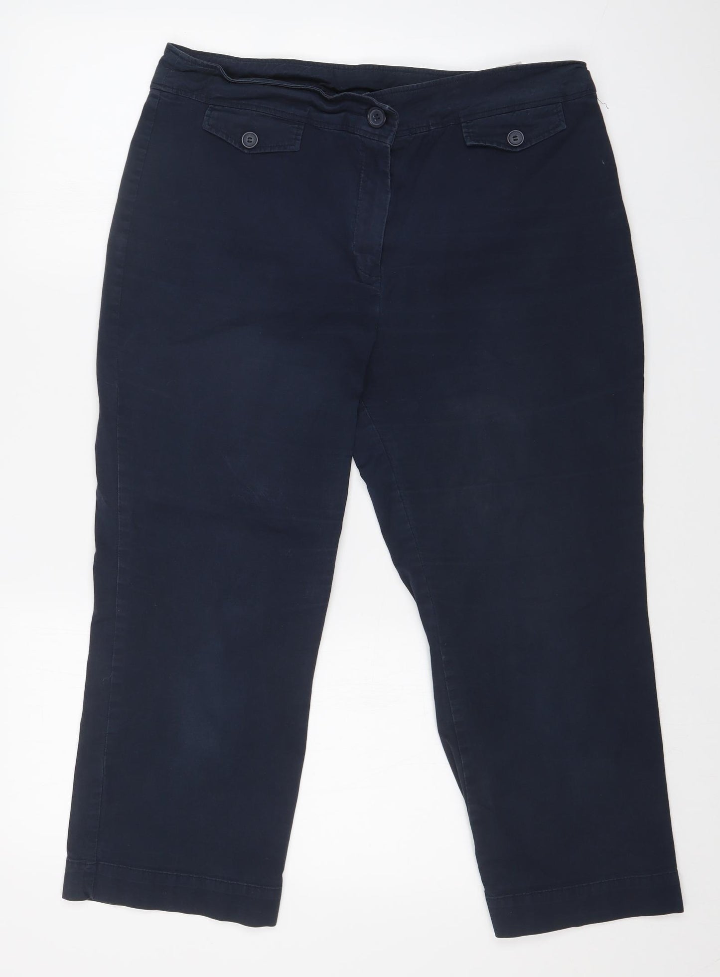 M&S Womens Blue   Chino Trousers Size 16 L22 in