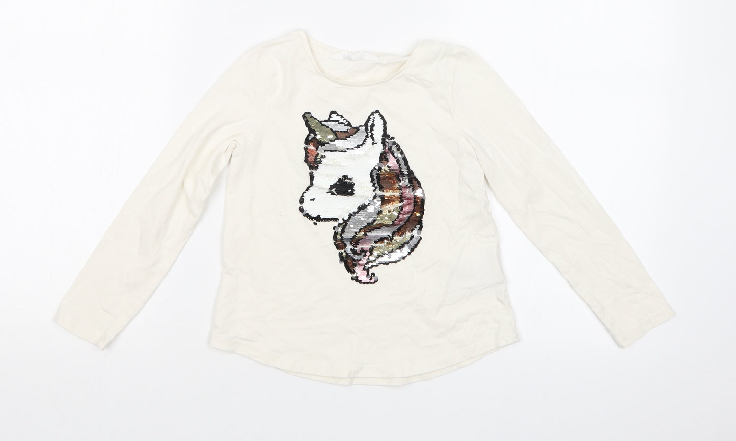 H&M Girls White   Basic T-Shirt Size 4-5 Years