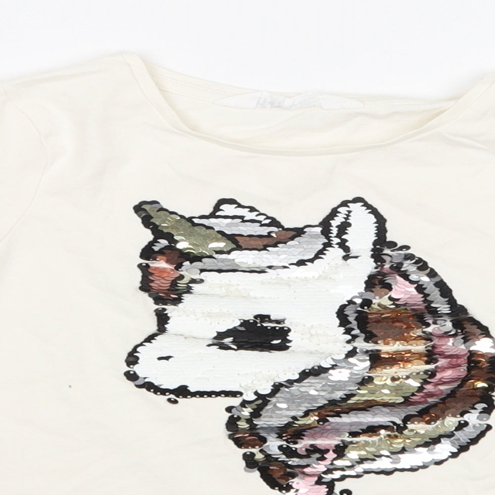 H&M Girls White   Basic T-Shirt Size 4-5 Years