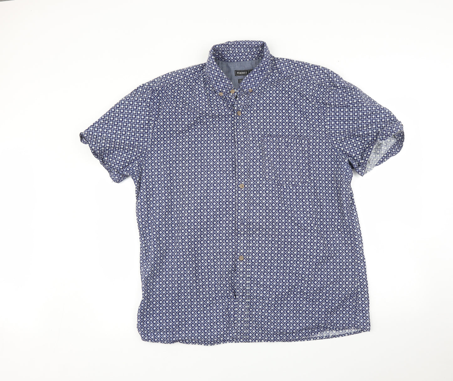 Peacocks Mens Blue    Button-Up Size XL