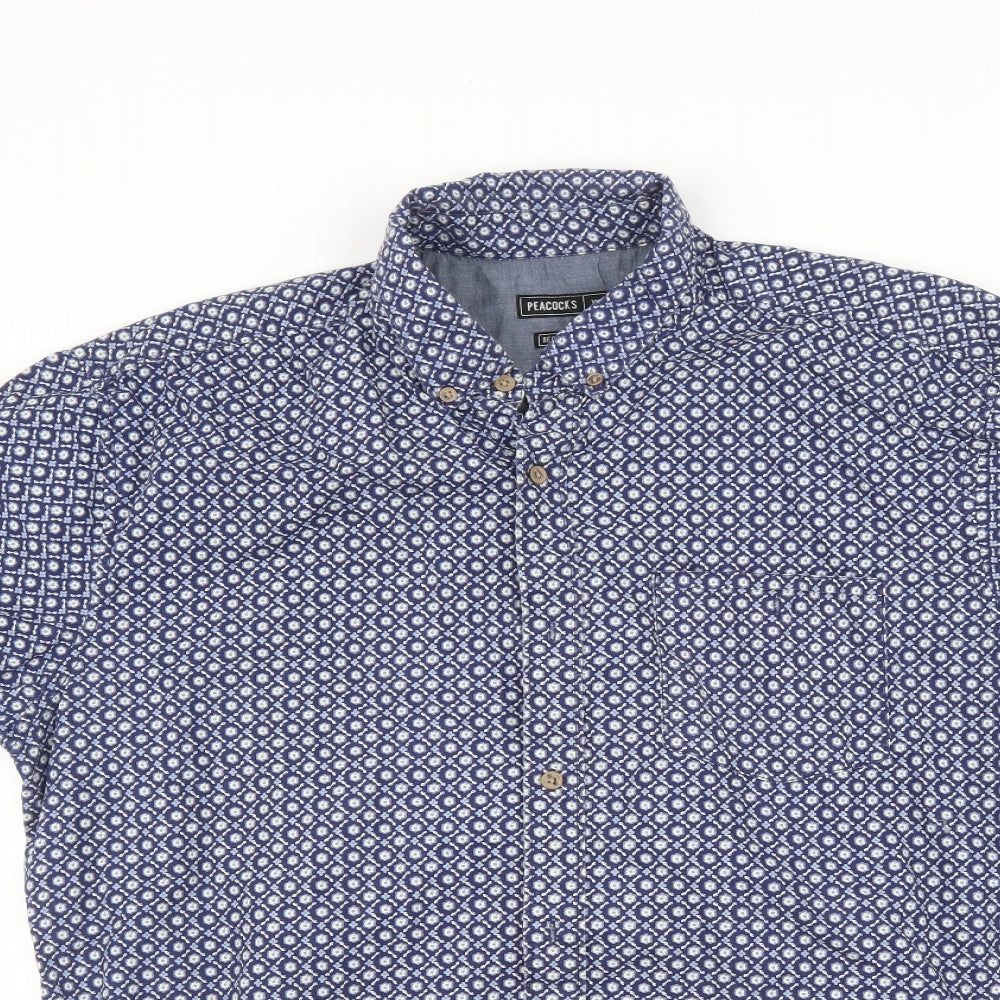 Peacocks Mens Blue    Button-Up Size XL