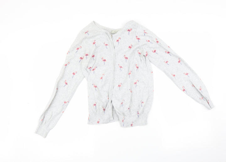 Atmosphere Womens Grey Cardigan Jumper Size 10 - Flamingo print