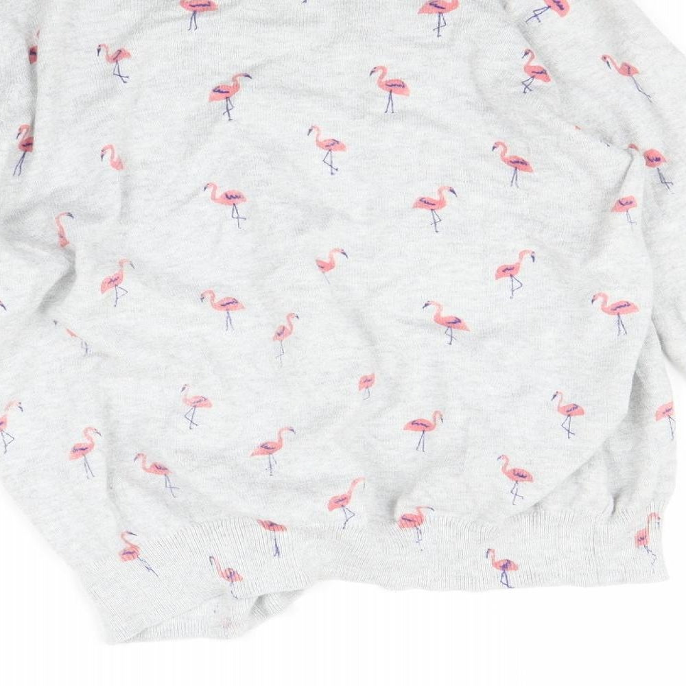 Atmosphere Womens Grey   Cardigan Jumper Size 10  - Flamingo print