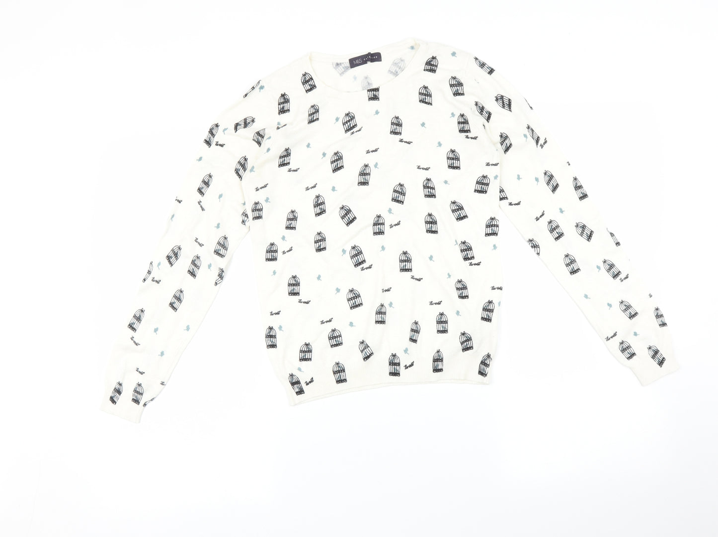 Marks and Spencer Womens White   Pullover Jumper Size 8