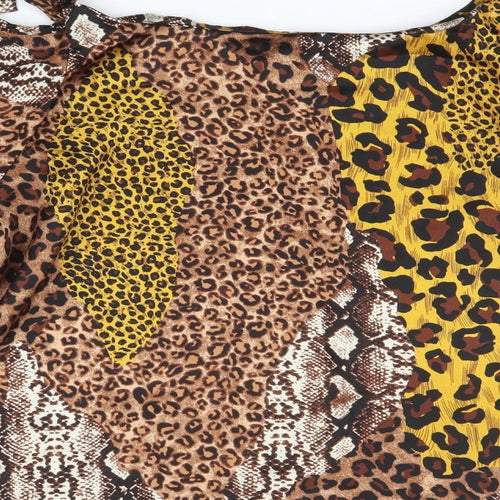 Quiz Womens Brown Animal Print  Basic Blouse Size 14
