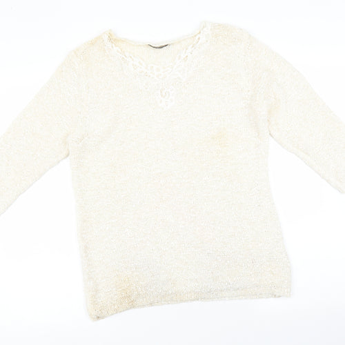 BM collections Womens White   Pullover Jumper Size M