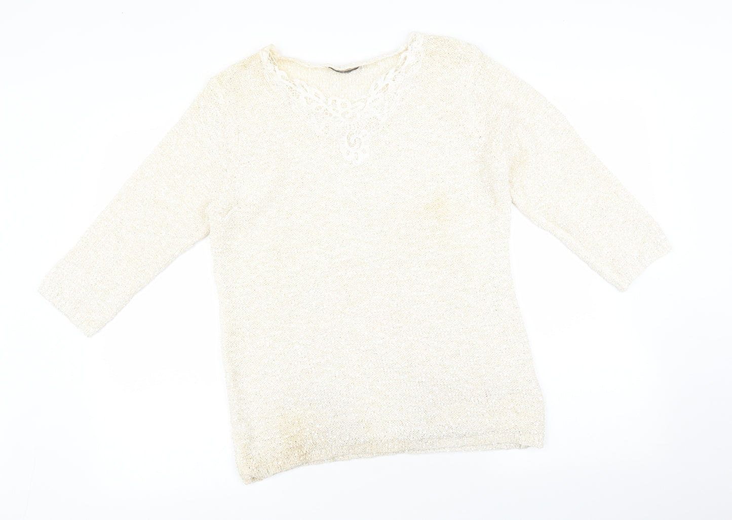 BM collections Womens White   Pullover Jumper Size M