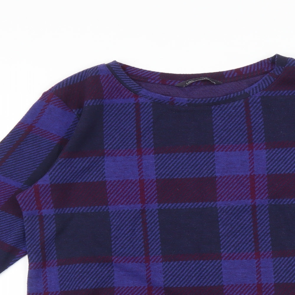 Marks and Spencer Womens Purple Check  Pullover Jumper Size 10