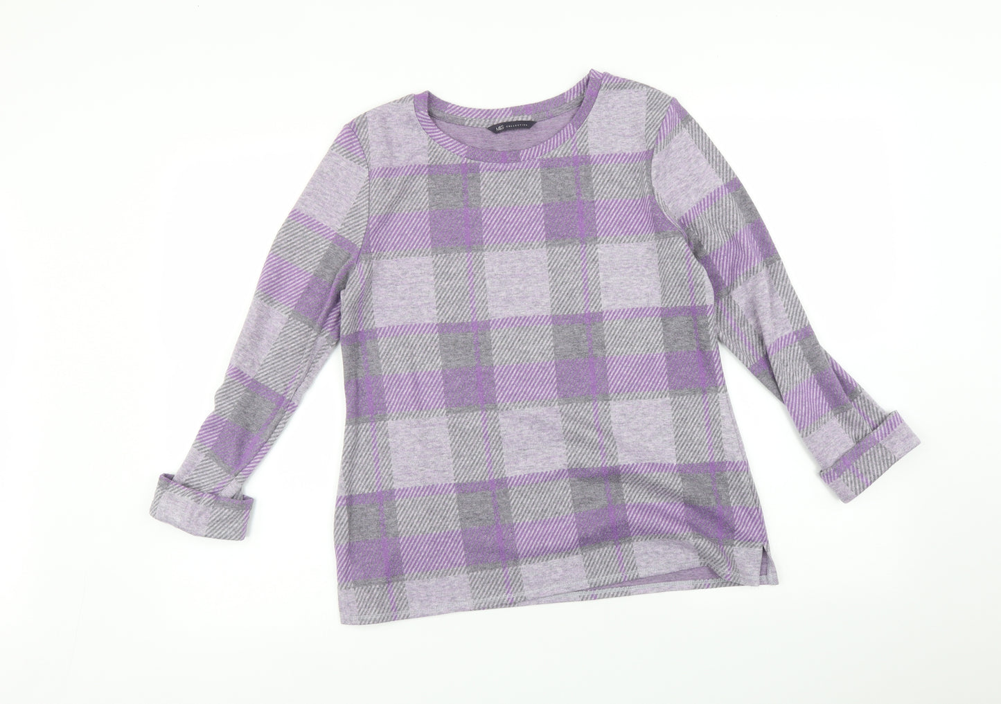 Marks and Spencer Womens Grey Check  Pullover Jumper Size 10
