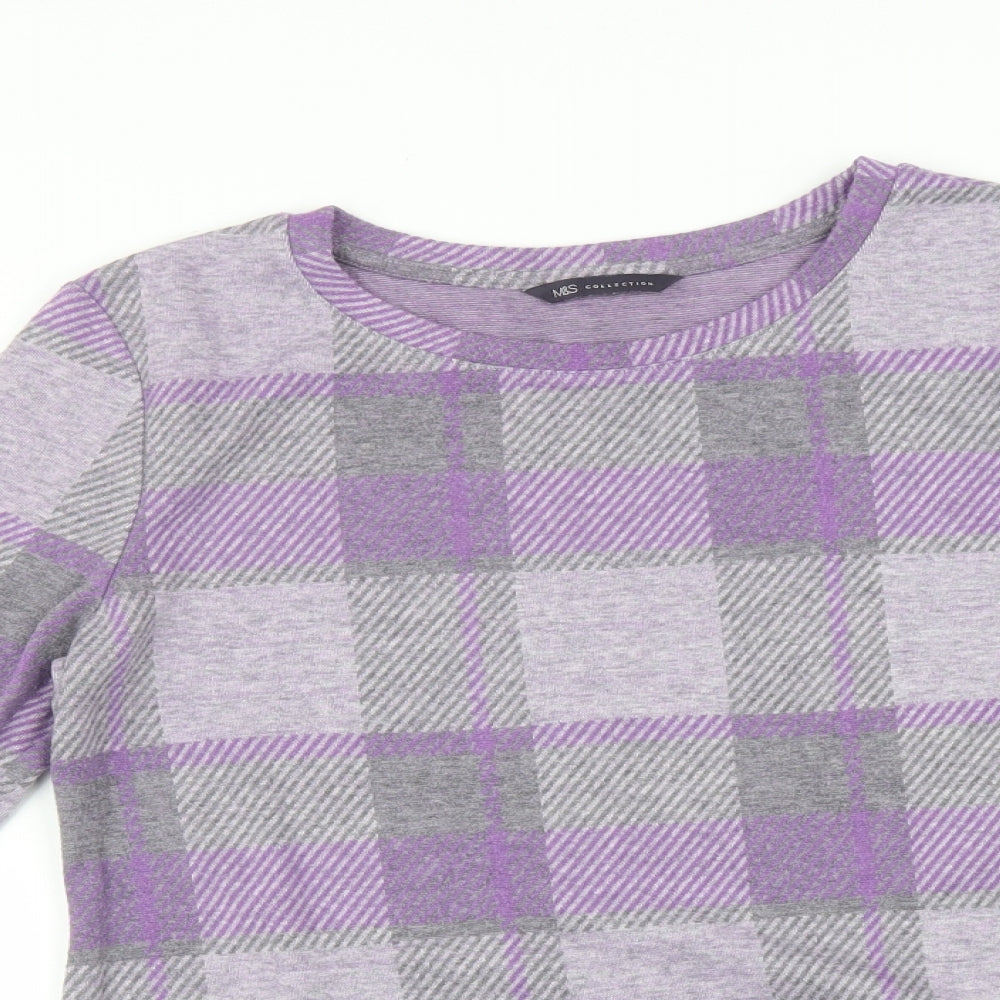 Marks and Spencer Womens Grey Check  Pullover Jumper Size 10