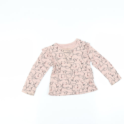 TU Baby Pink Animal Print  Basic T-Shirt Size 12-18 Months