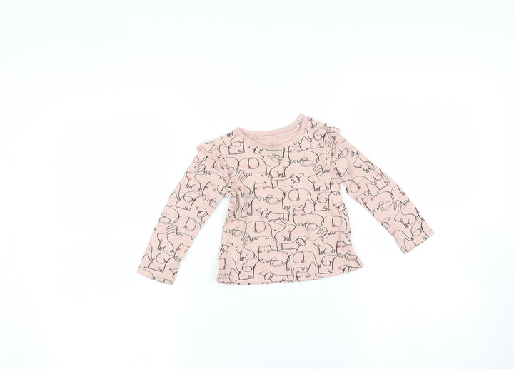 TU Baby Pink Animal Print Basic T-Shirt Size 12-18 Months
