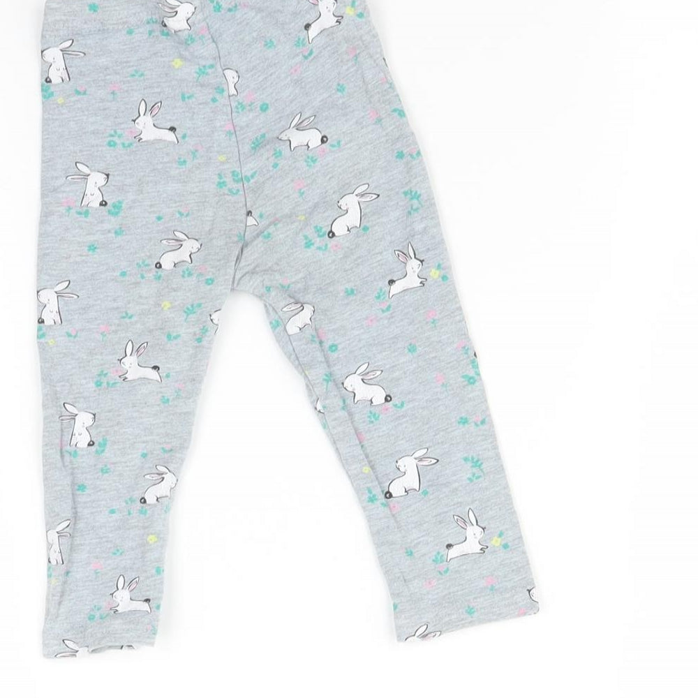 Primark Baby Grey    Leggings Size 9-12 Months  - Rabbit print