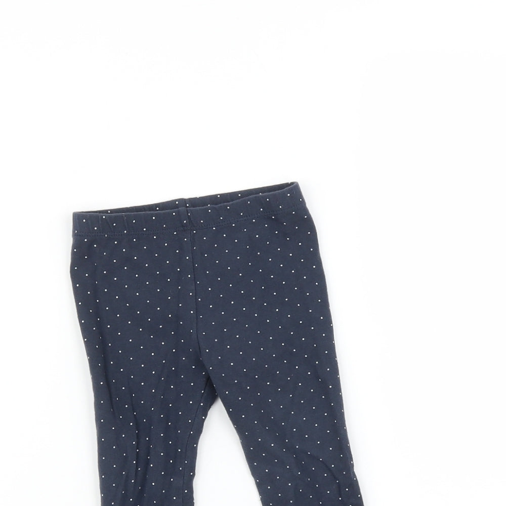 Preworn Baby Blue Spotted   Leggings Size 9-12 Months
