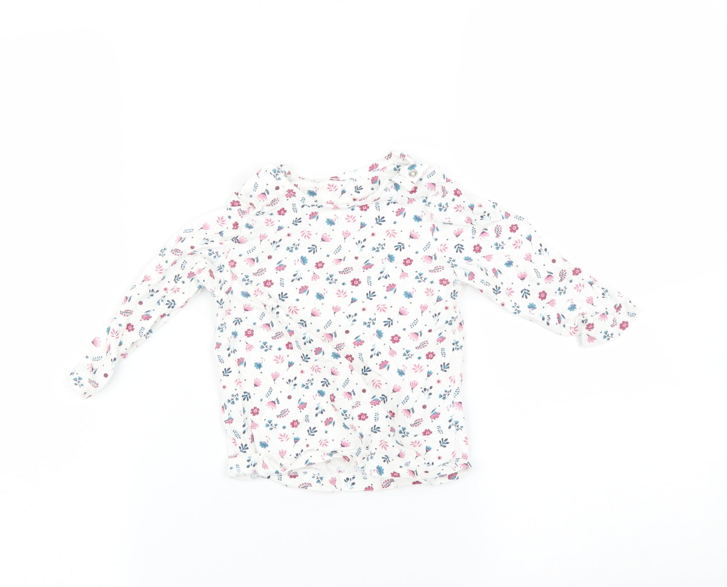 Nutmeg Baby White Floral  Basic T-Shirt Size 9-12 Months