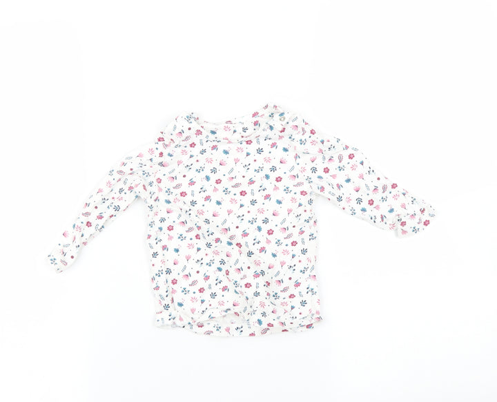 Nutmeg Baby White Floral  Basic T-Shirt Size 9-12 Months
