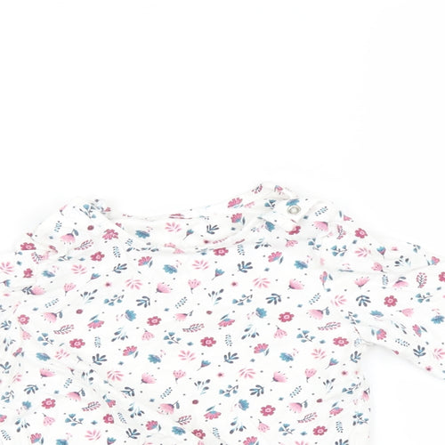Nutmeg Baby White Floral  Basic T-Shirt Size 9-12 Months