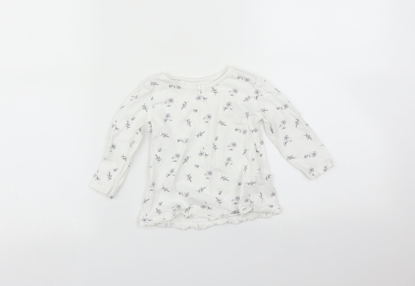 George Baby White Floral  Basic T-Shirt Size 9-12 Months