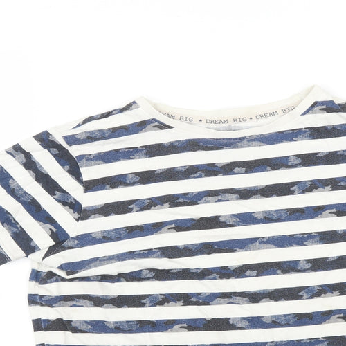 F&F Boys Blue Striped  Basic T-Shirt Size 11-12 Years