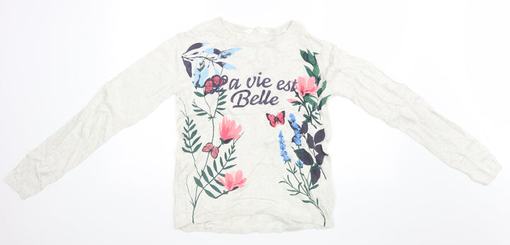 H&M Womens White Floral  Pullover Jumper