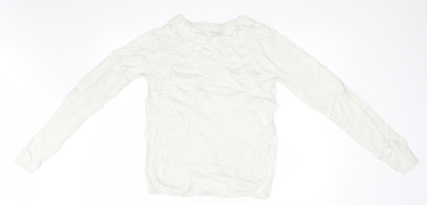 H&M Womens White Floral  Pullover Jumper