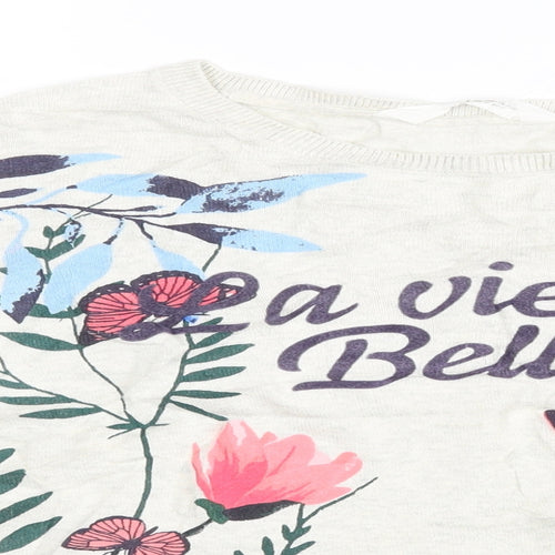 H&M Womens White Floral  Pullover Jumper