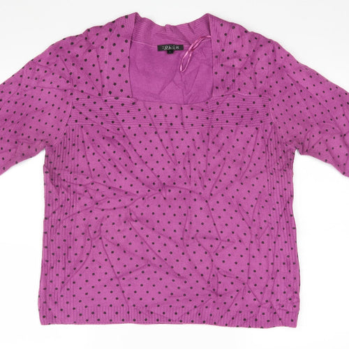 Touch Womens Pink Polka Dot  Pullover Jumper Size L