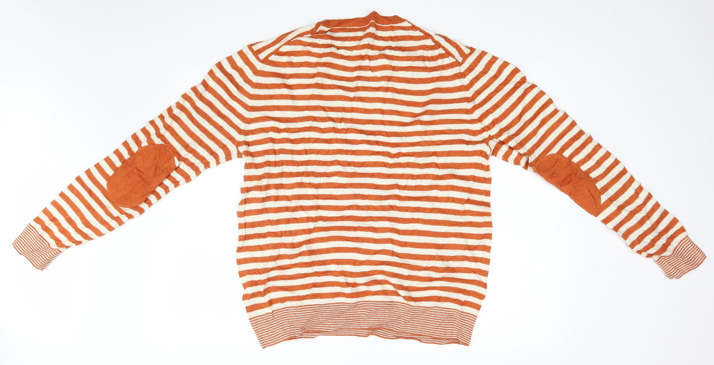 Farah Mens Brown Striped  Pullover Jumper Size XL