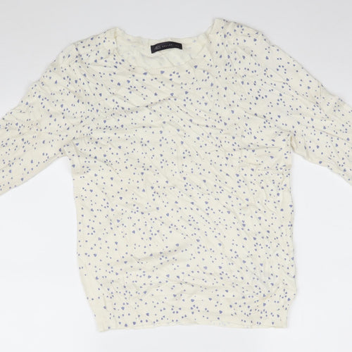 Marks and Spencer Womens White   Pullover Jumper Size 10  - Hearts