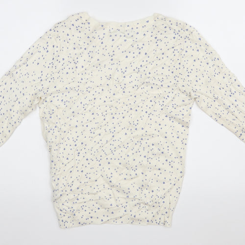 Marks and Spencer Womens White   Pullover Jumper Size 10  - Hearts