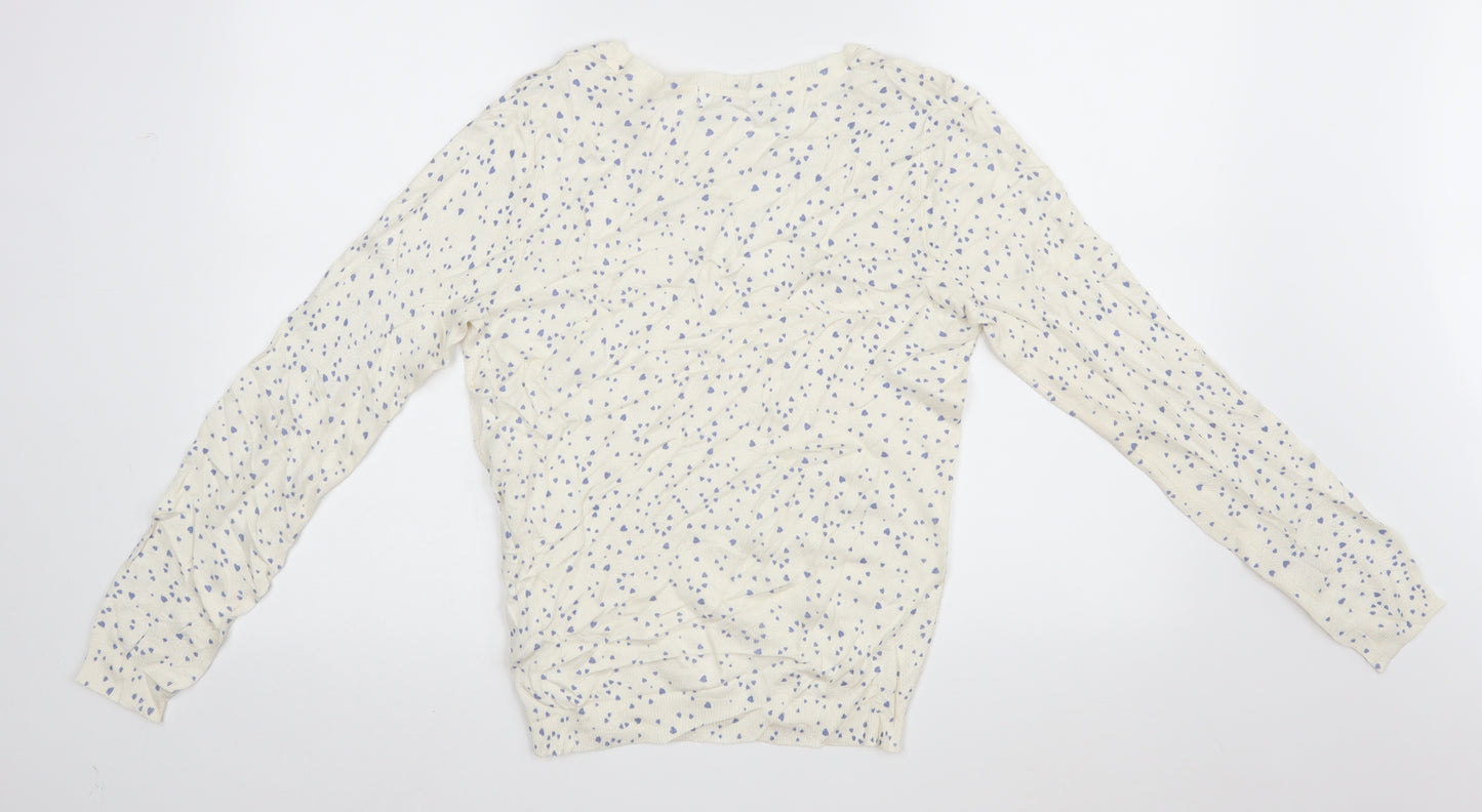 Marks and Spencer Womens White   Pullover Jumper Size 10  - Hearts