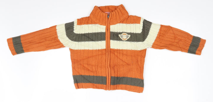 Nkd Boys Brown Striped  Full Zip Jumper