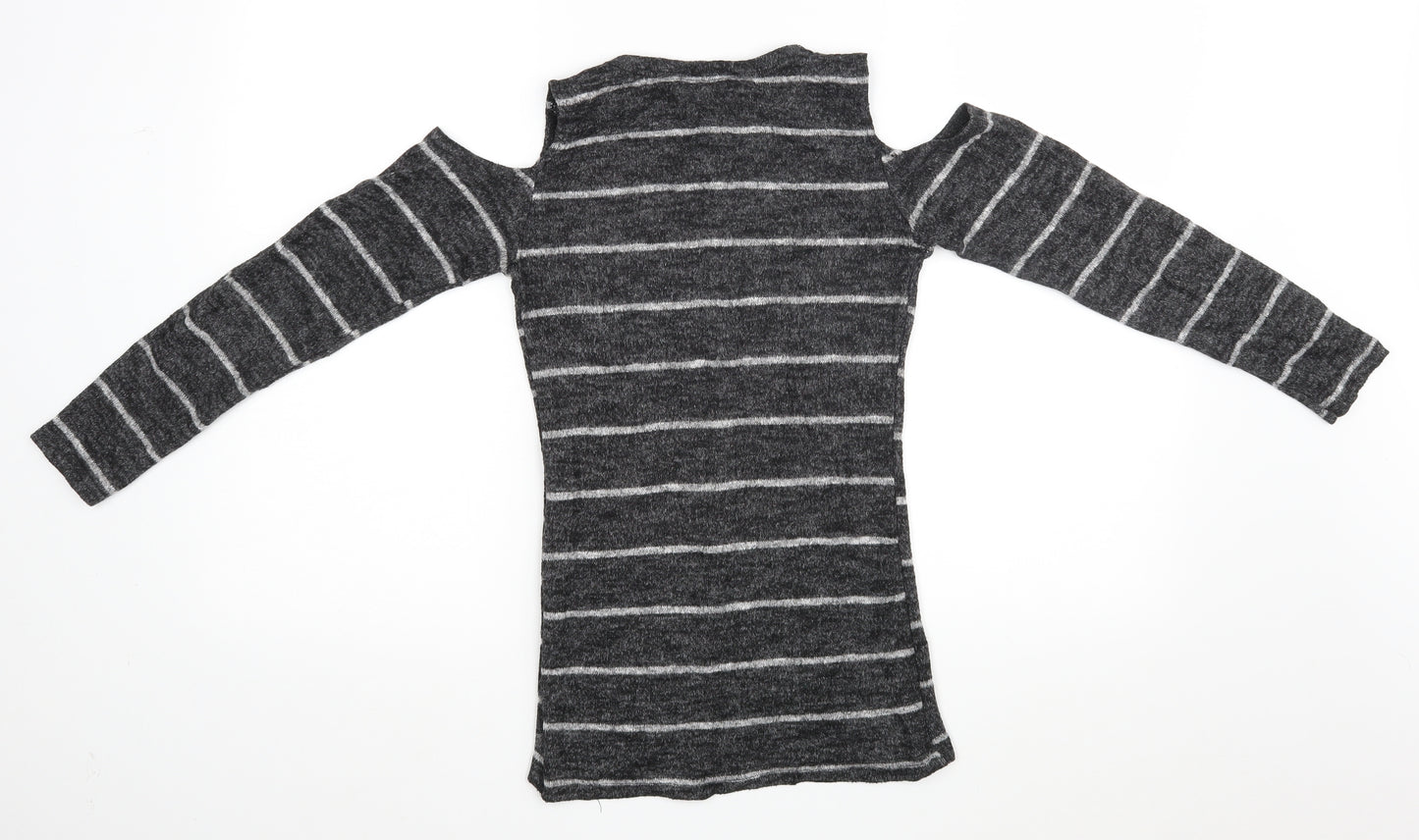 Trendy Womens Grey Striped  Pullover Jumper Size M
