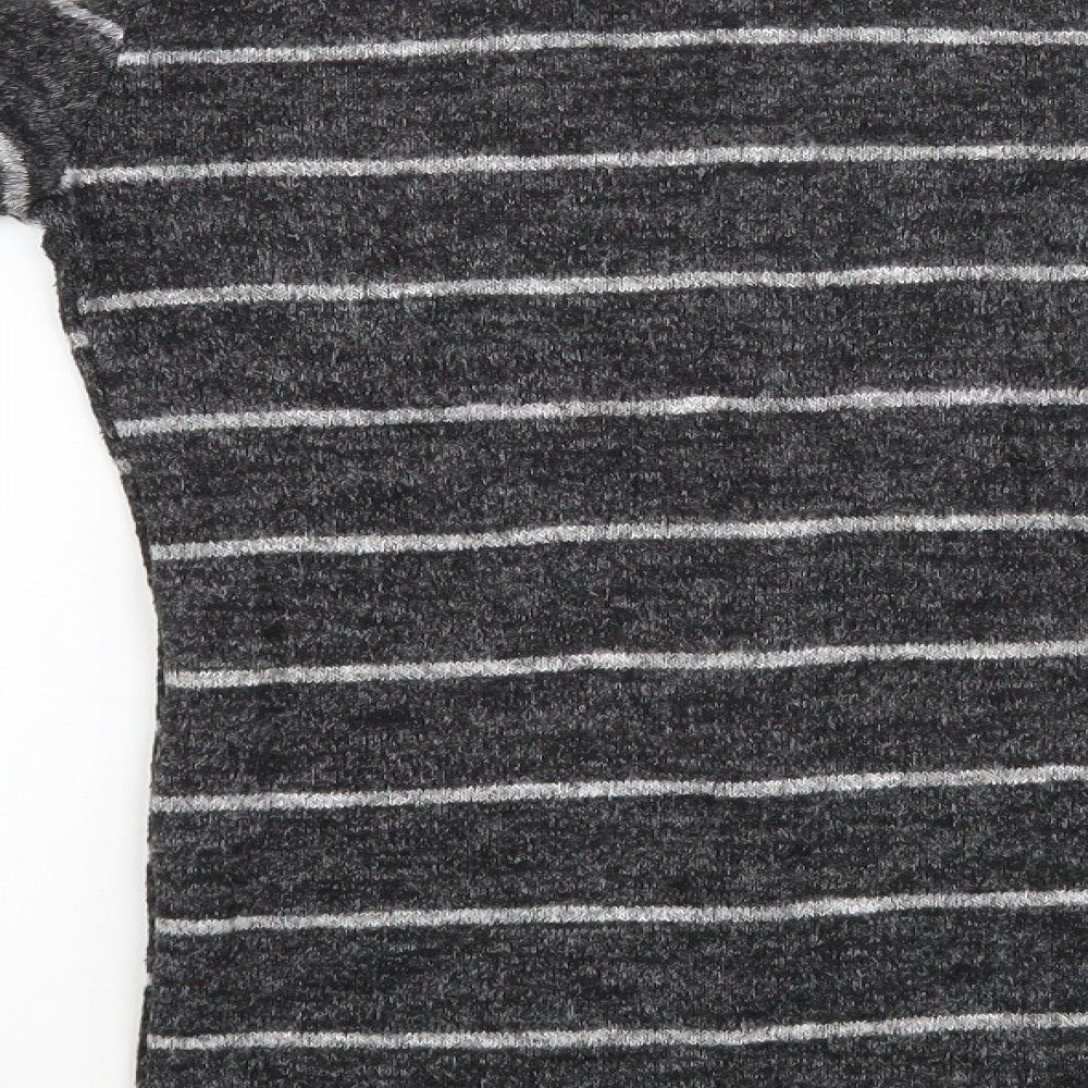 Trendy Womens Grey Striped  Pullover Jumper Size M