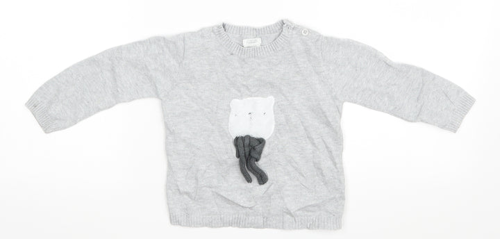 mamas & papas Baby Grey Pullover Jumper Size 18-24 Months - Bear