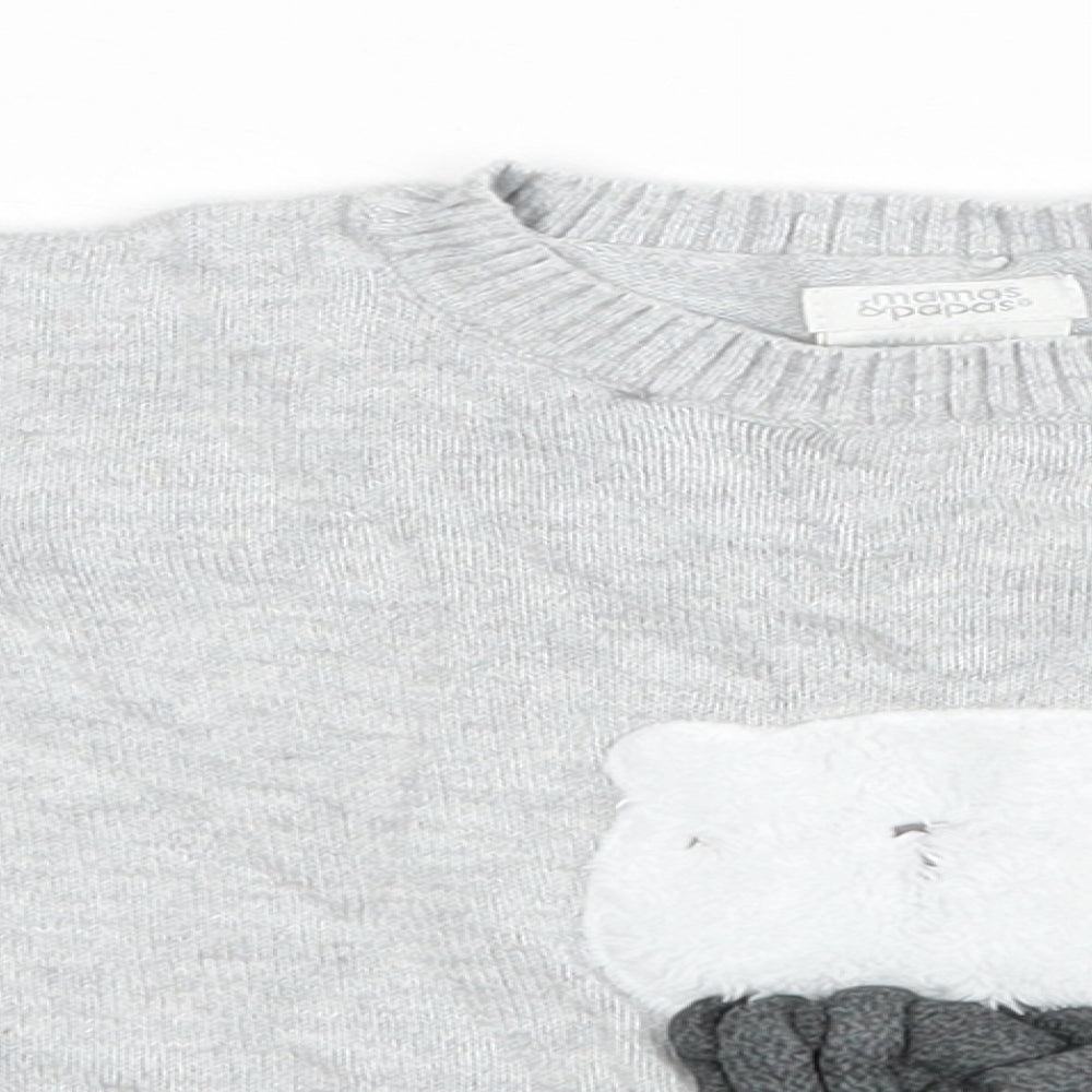 mamas & papas Baby Grey   Pullover Jumper Size 18-24 Months  - Bear