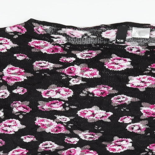 Divided Womens Black Floral  Pullover Jumper Size XS