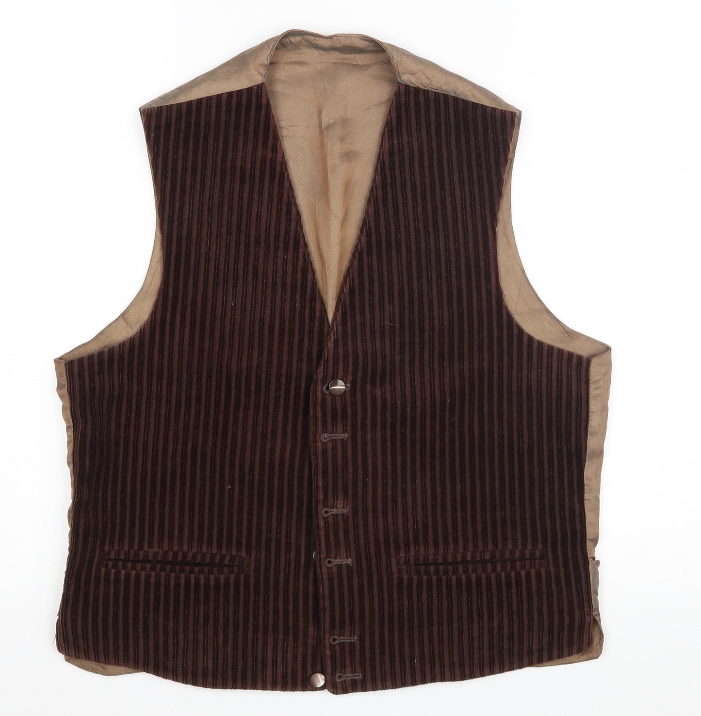 Preworn Mens Brown Striped  Vest Jumper