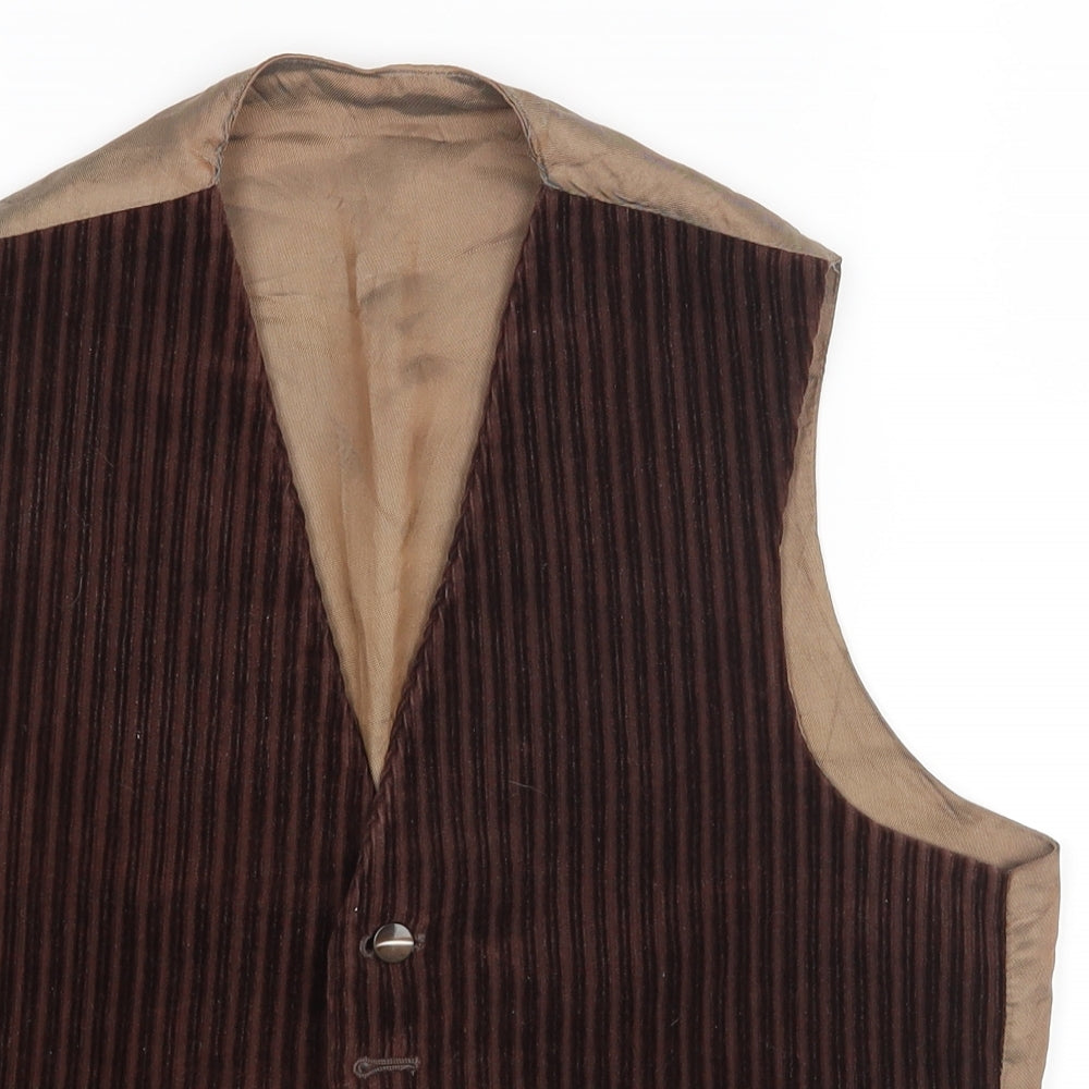 Preworn Mens Brown Striped  Vest Jumper